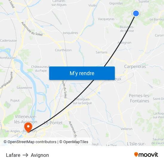 Lafare to Avignon map