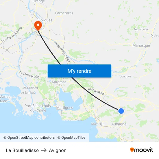 La Bouilladisse to Avignon map