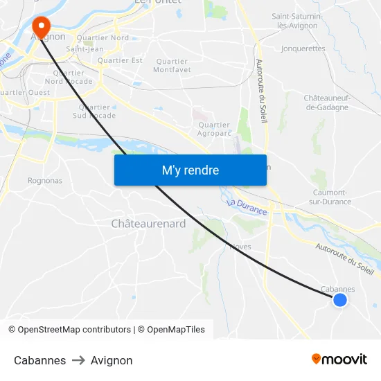 Cabannes to Avignon map