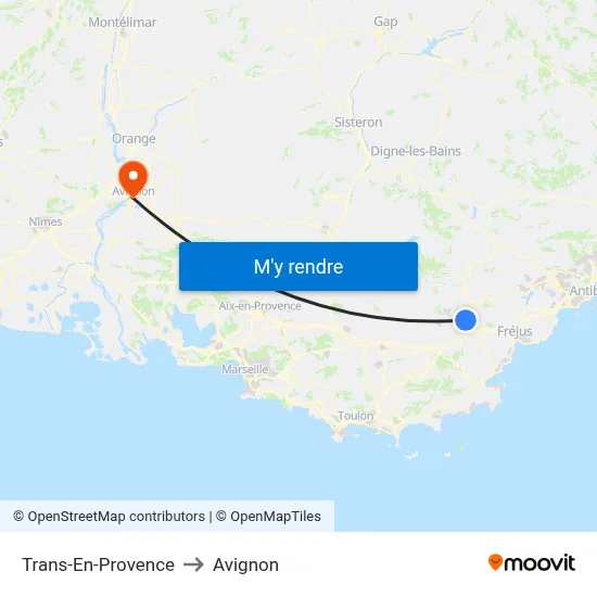Trans-En-Provence to Avignon map