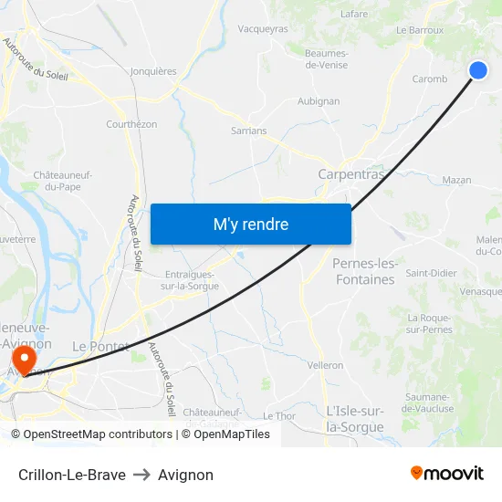Crillon-Le-Brave to Avignon map