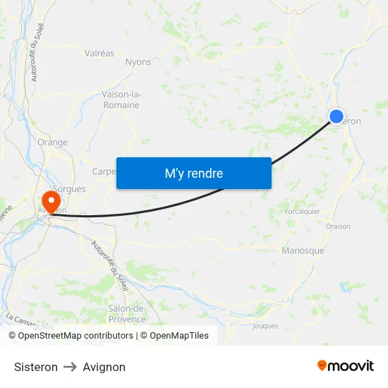 Sisteron to Avignon map