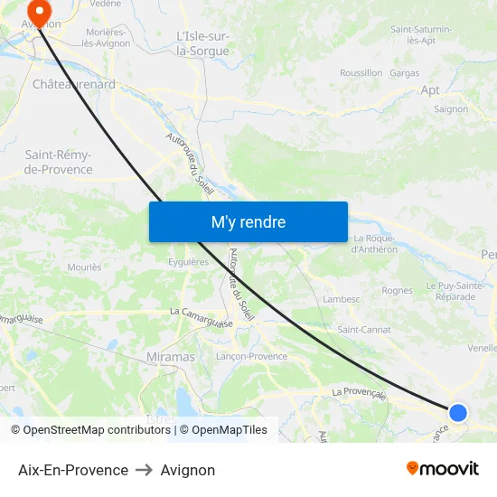 Aix-En-Provence to Avignon map