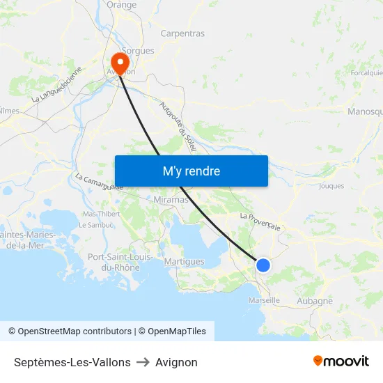 Septèmes-Les-Vallons to Avignon map