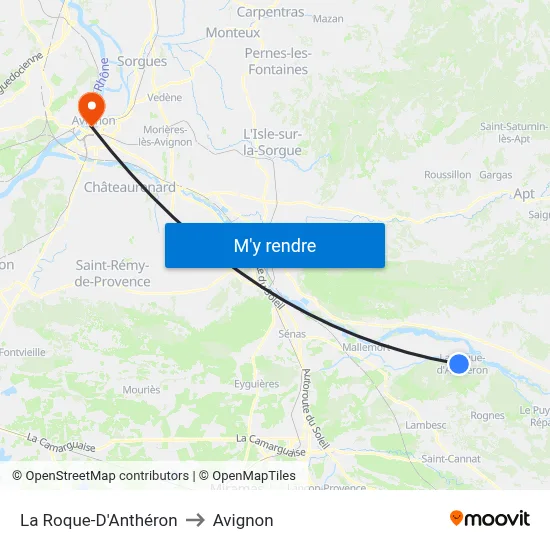 La Roque-D'Anthéron to Avignon map