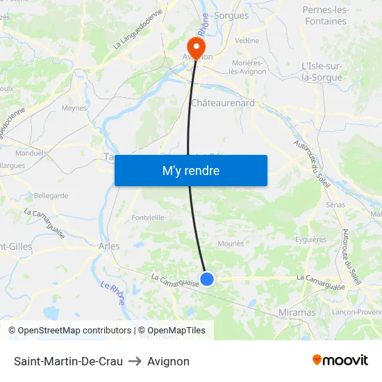 Saint-Martin-De-Crau to Avignon map