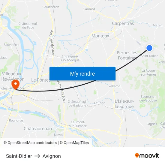 Saint-Didier to Avignon map