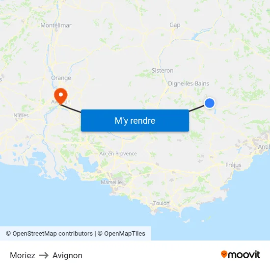 Moriez to Avignon map