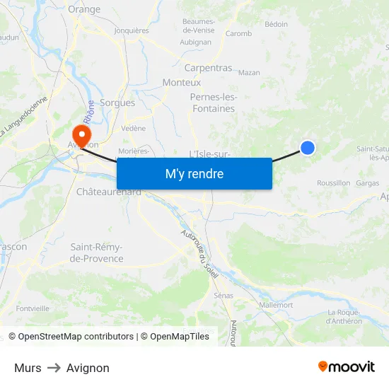 Murs to Avignon map