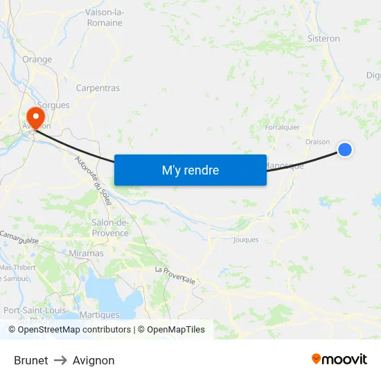 Brunet to Avignon map