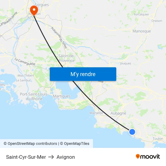 Saint-Cyr-Sur-Mer to Avignon map