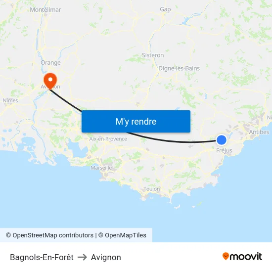 Bagnols-En-Forêt to Avignon map