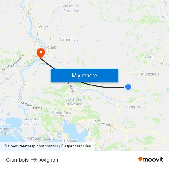 Grambois to Avignon map
