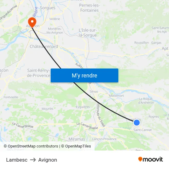 Lambesc to Avignon map