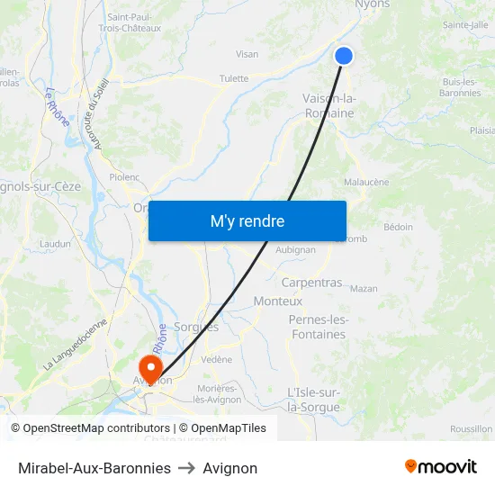 Mirabel-Aux-Baronnies to Avignon map