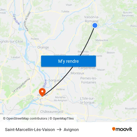 Saint-Marcellin-Lès-Vaison to Avignon map