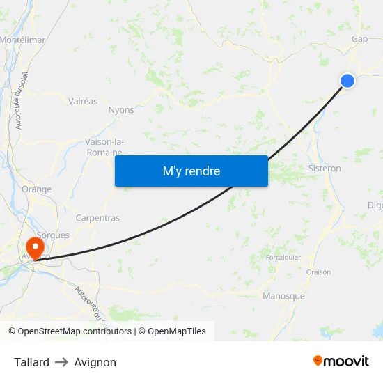 Tallard to Avignon map