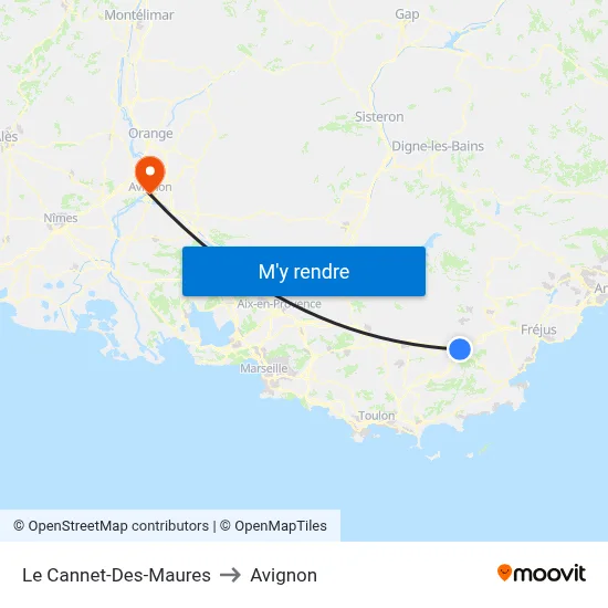 Le Cannet-Des-Maures to Avignon map