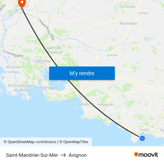 Saint-Mandrier-Sur-Mer to Avignon map