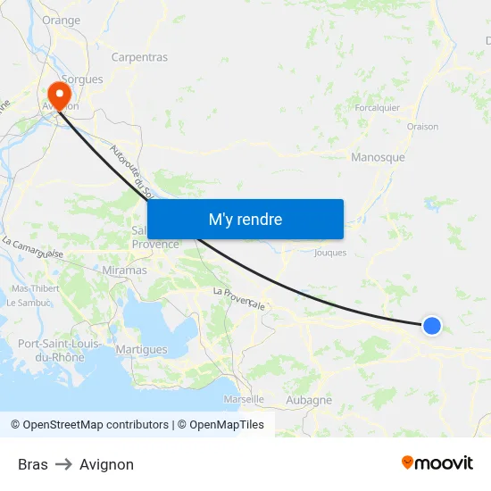 Bras to Avignon map