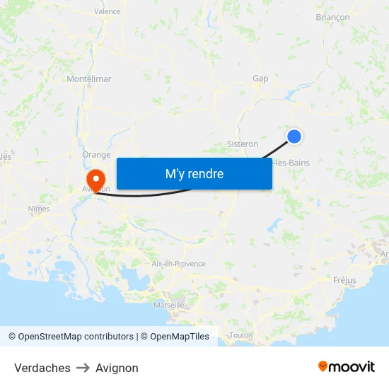 Verdaches to Avignon map