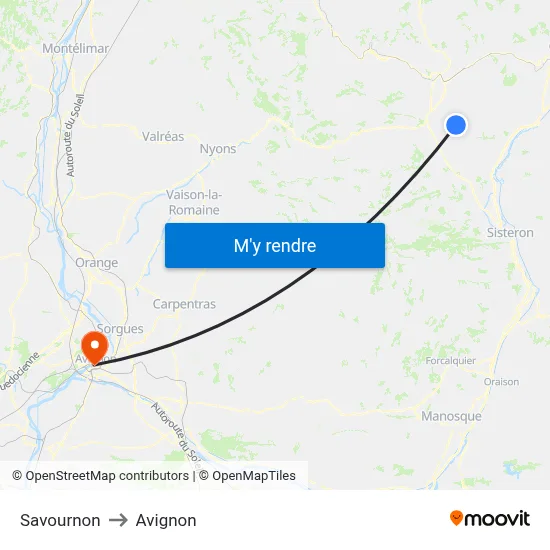 Savournon to Avignon map