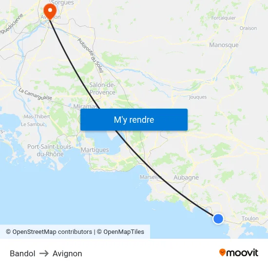 Bandol to Avignon map