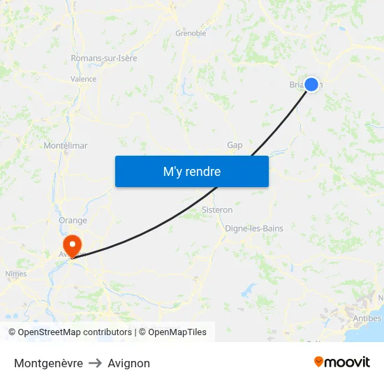 Montgenèvre to Avignon map