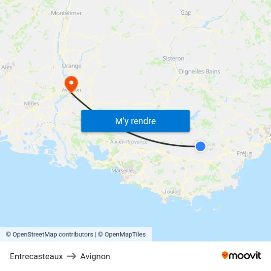 Entrecasteaux to Avignon map