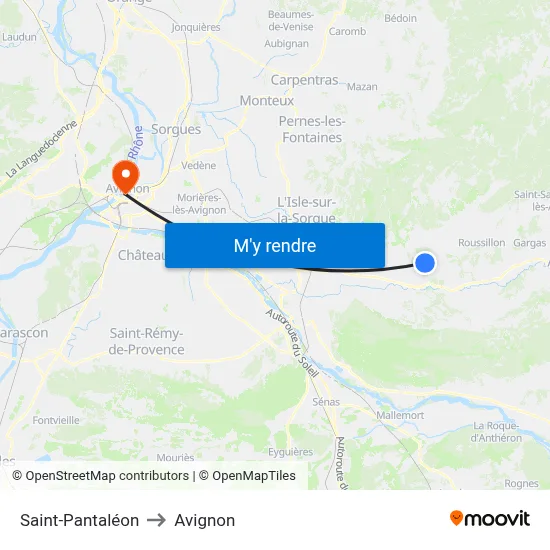 Saint-Pantaléon to Avignon map