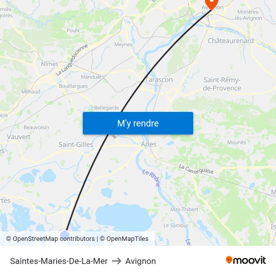 Saintes-Maries-De-La-Mer to Avignon map