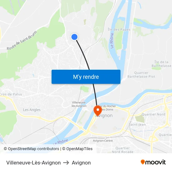 Villeneuve-Lès-Avignon to Avignon map