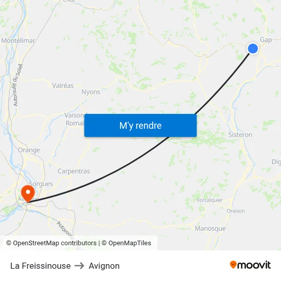 La Freissinouse to Avignon map