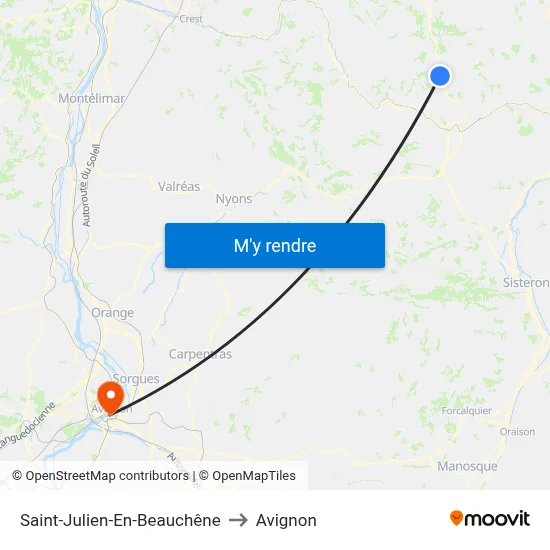 Saint-Julien-En-Beauchêne to Avignon map