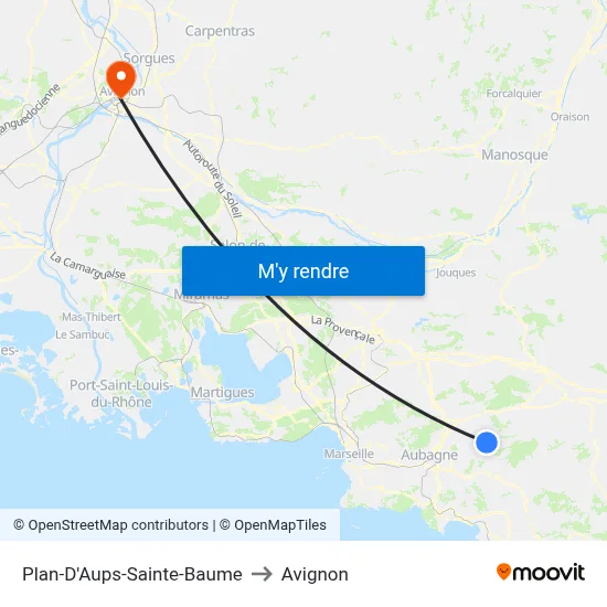 Plan-D'Aups-Sainte-Baume to Avignon map