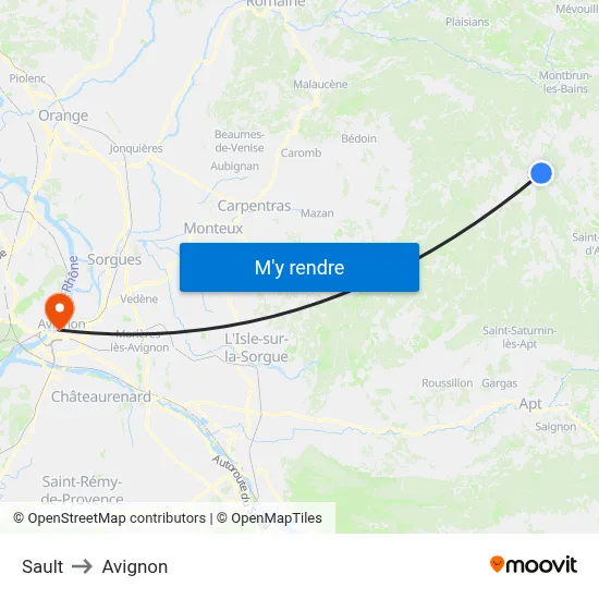 Sault to Avignon map