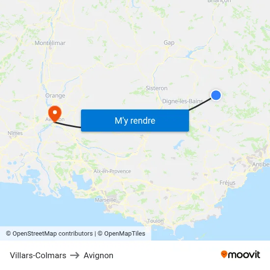 Villars-Colmars to Avignon map