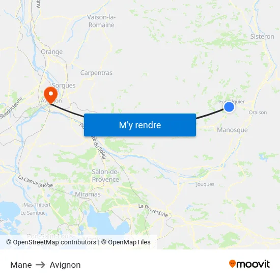 Mane to Avignon map