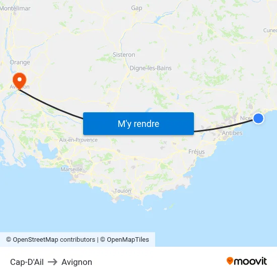 Cap-D'Ail to Avignon map