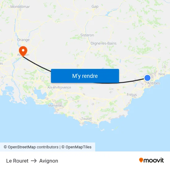 Le Rouret to Avignon map