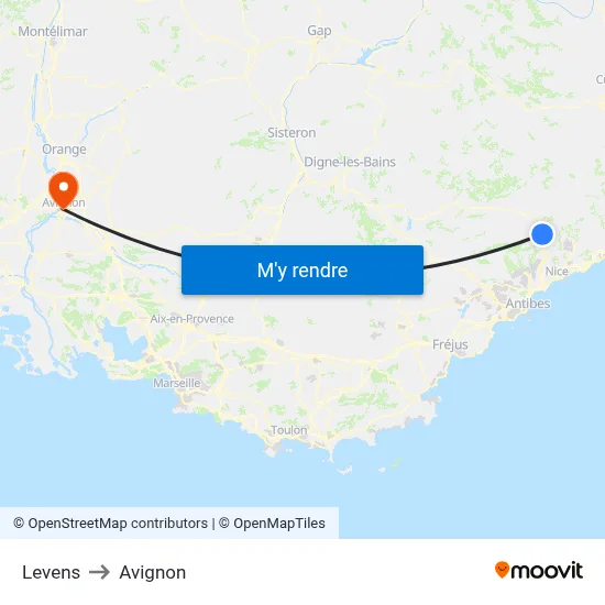 Levens to Avignon map