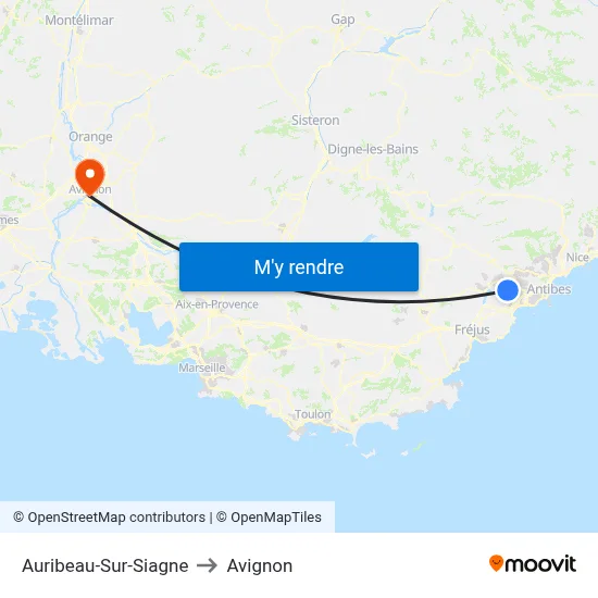 Auribeau-Sur-Siagne to Avignon map