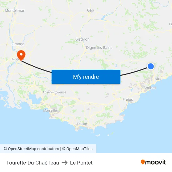 Tourette-Du-Chã¢Teau to Le Pontet map