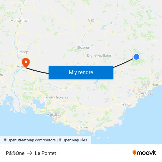 Pã©One to Le Pontet map