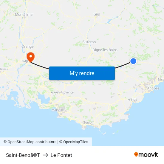 Saint-Benoã®T to Le Pontet map