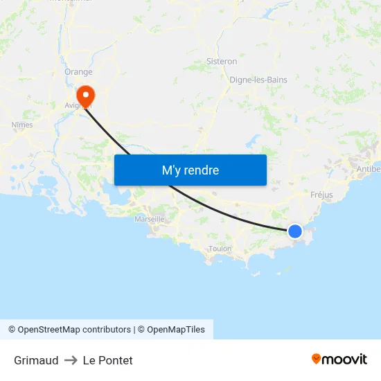 Grimaud to Le Pontet map