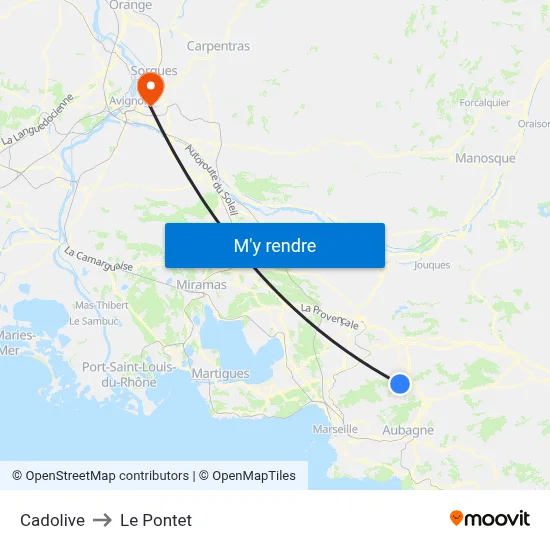 Cadolive to Le Pontet map