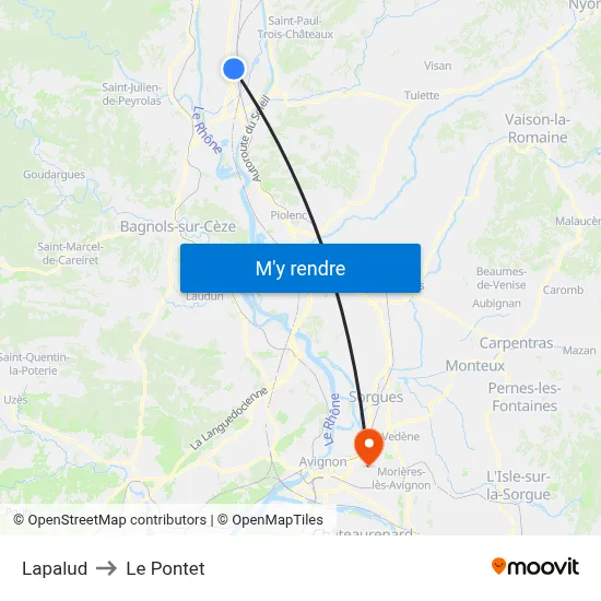 Lapalud to Le Pontet map