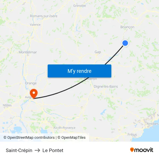 Saint-Crépin to Le Pontet map