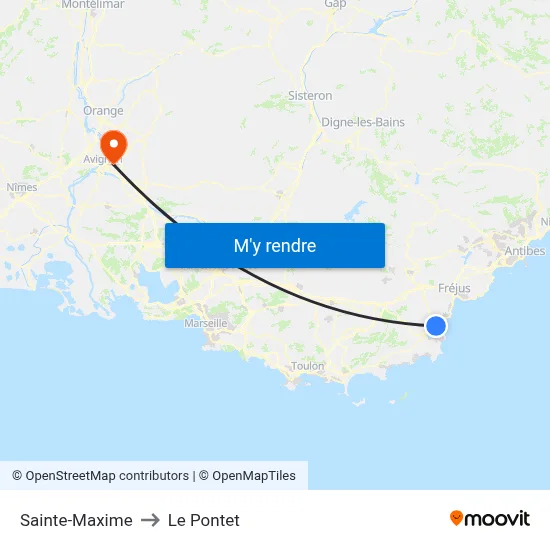 Sainte-Maxime to Le Pontet map